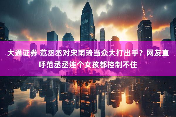 大通证券 范丞丞对宋雨琦当众大打出手？网友直呼范丞丞连个女孩都控制不住